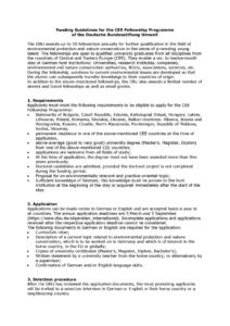 Funding Guidelines for the CEE Fellowship Programme of the Deutsche Bundesstiftung Umwelt