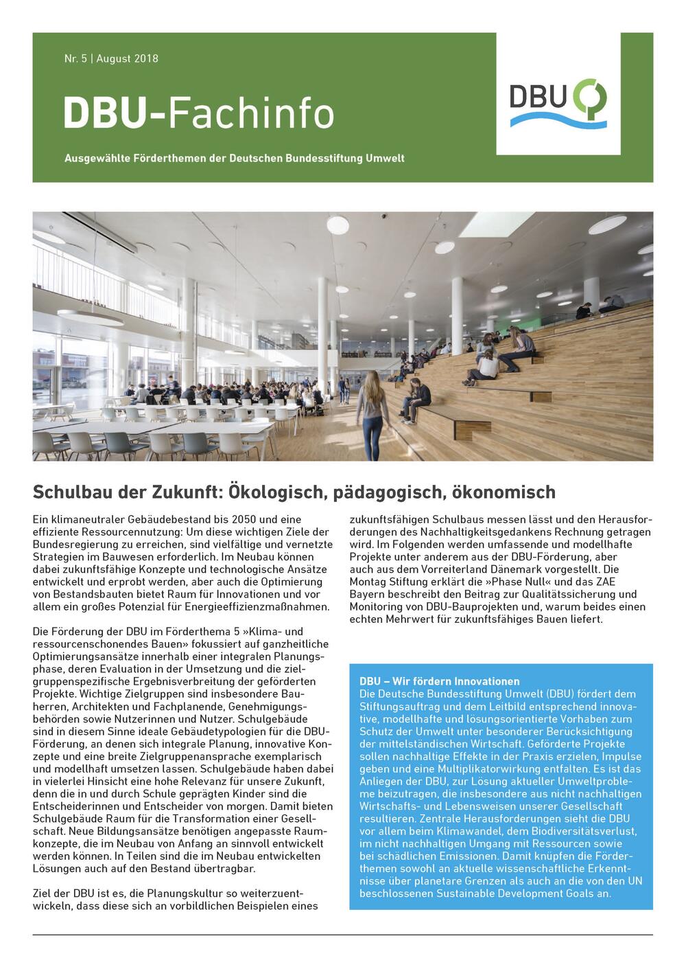Cover Fachinfo Schulbau © Deutsche Bundesstiftung Umwelt