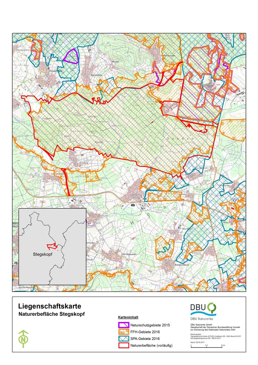 Liegenschaftskarte DBU-Naturerbefläche Stegskopf © Deutsche Bundesstiftung Umwelt