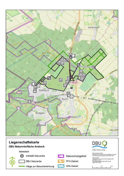 Liegenschaftskarte DBU-Naturerbefläche Arsbeck &copy; DBU Naturerbe