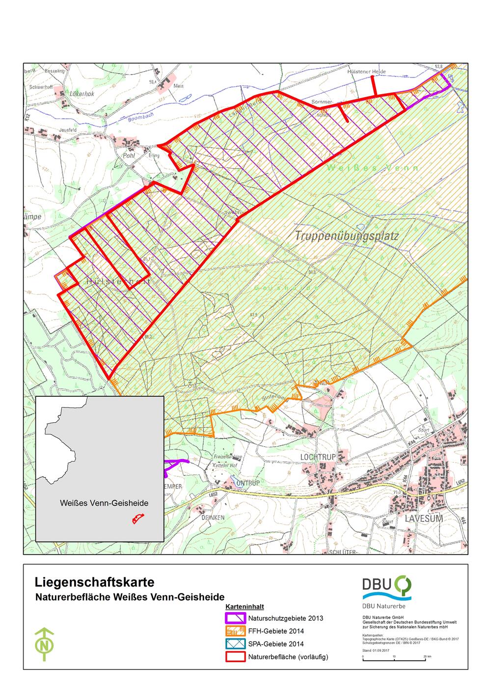Umrisskarte Weißes Venn-Geisheide © Deutsche Bundesstiftung Umwelt