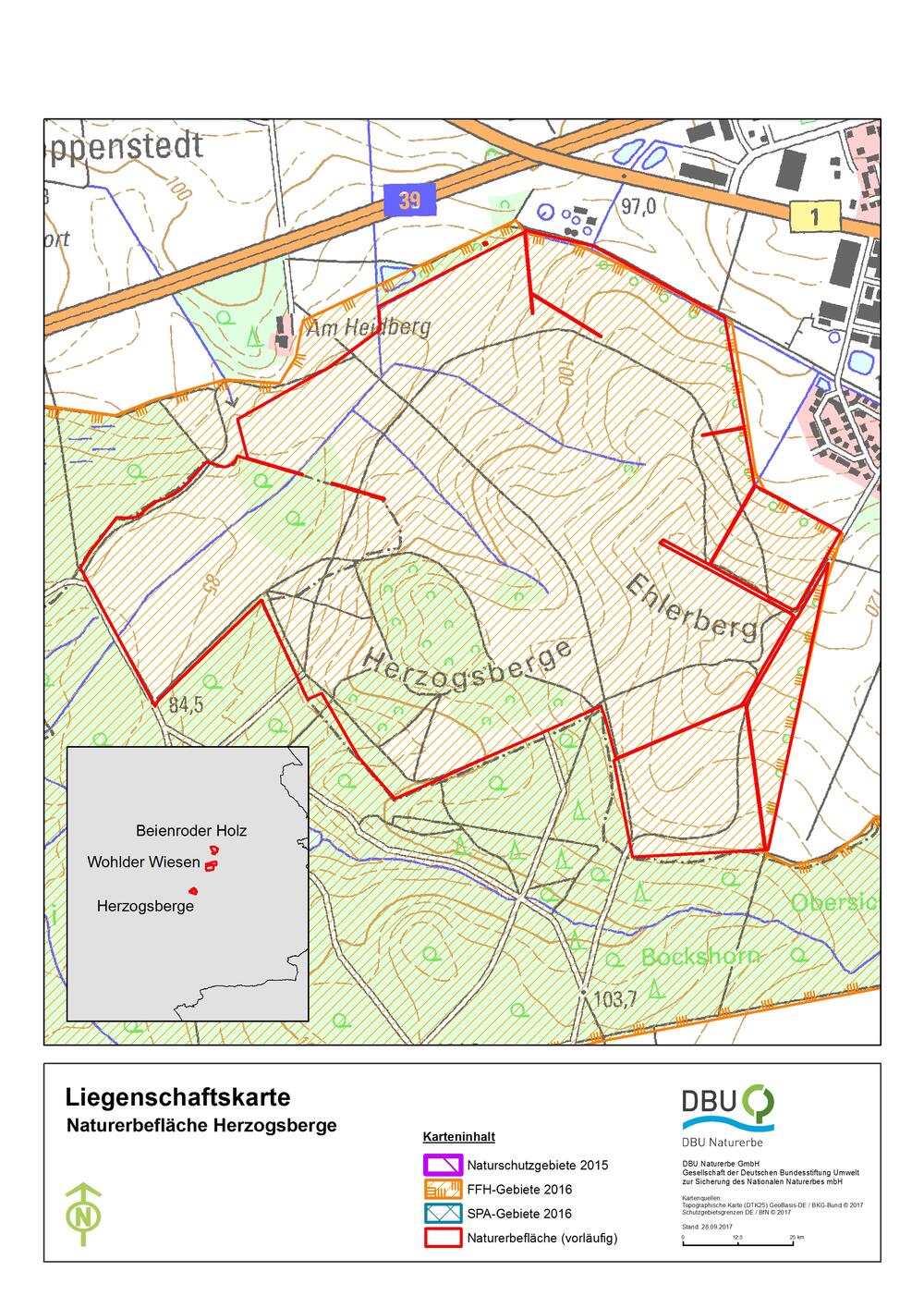 Umrisskarte Herzogsberge © Deutsche Bundesstiftung Umwelt