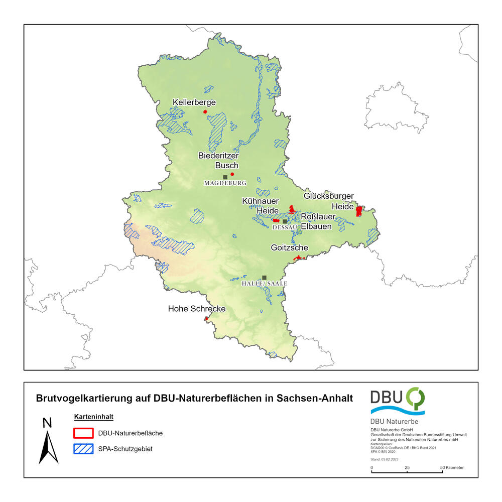 Brutvogelmonitoring Übersichtskarte Sachsen-Anhalt © DBU Naturerbe