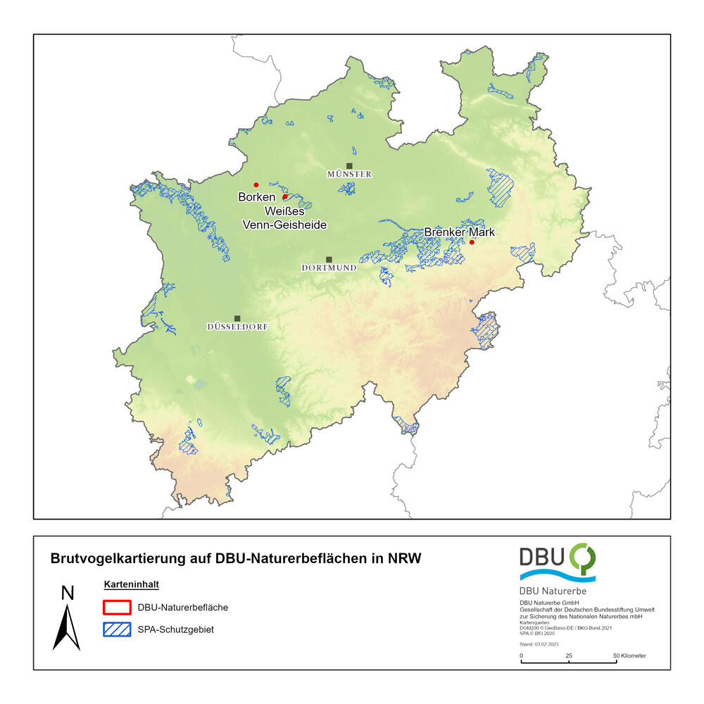 Brutvogelmonitoring Übersichtskarte NRW © DBU Naturerbe