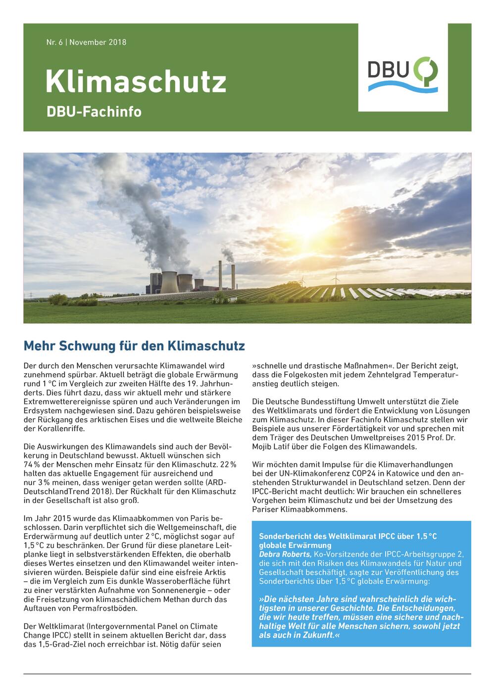 Titelblatt Fachinfo Klimaschutz © DBU