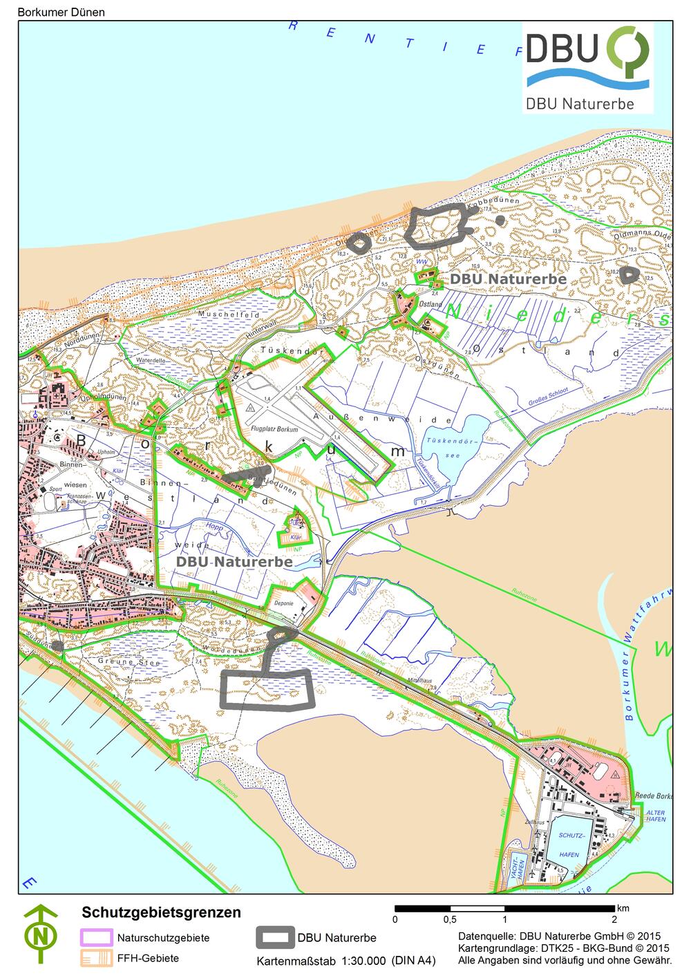 Übersichtskarte Borkumer Dünen © DBU
