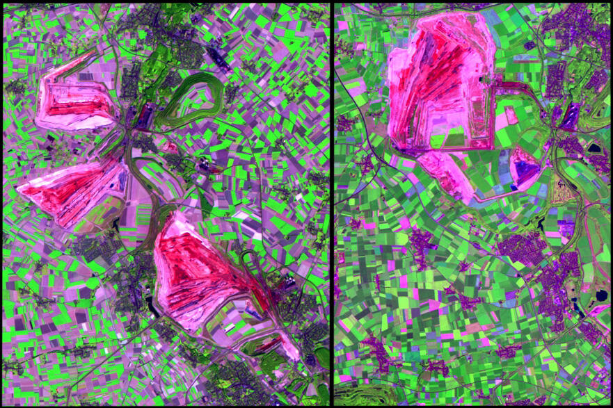 Satellitenbildern (links: 1984, rechts: 2009) 