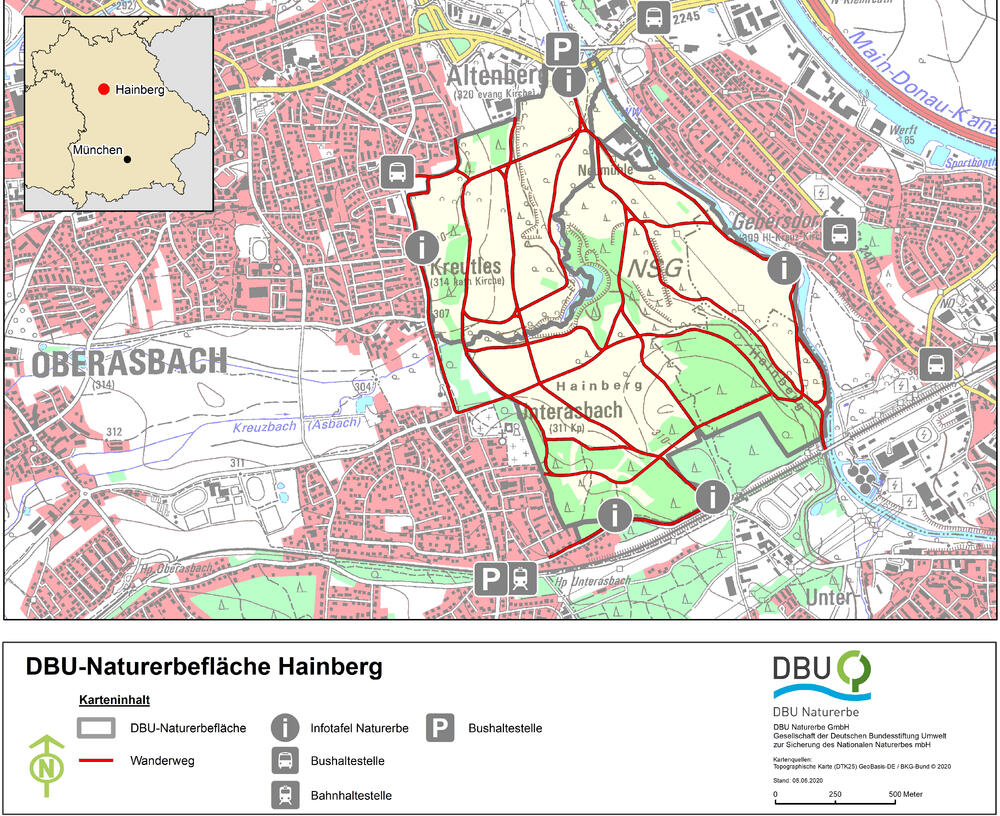 Karte von der DBU-Naturerbefläche Hainberg © DBU Naturerbe