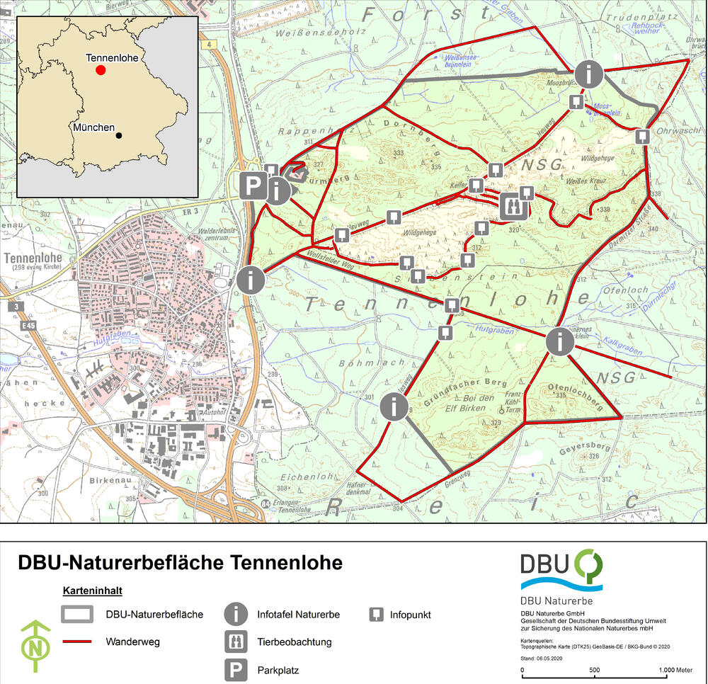 Karte Tennenlohe © DBU Naturerbe GmbH