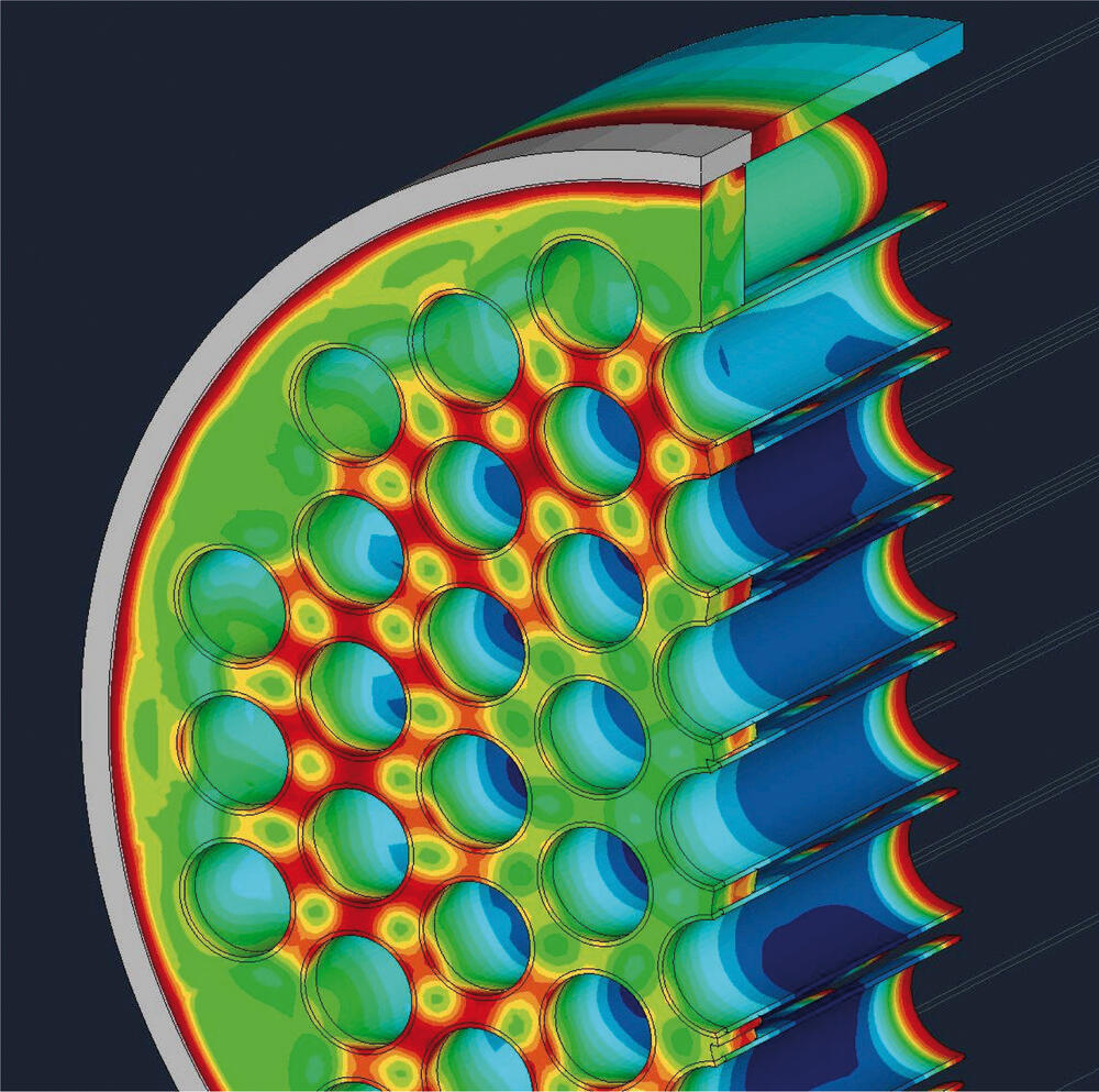 Visualisierung: Spannungsverteilung einer Rohrplatte eines Abgaswärmetauschers 