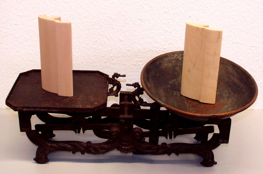 Waage mit Holz- und Kunststoffleiste 