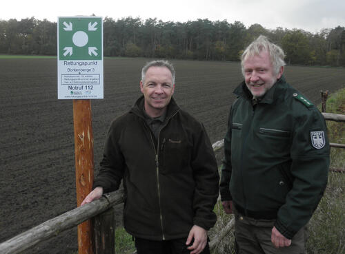 DBU Naturerbefläche Borkenberge - Rettungsschilder © Bundesforstbetrieb Rhein-Weser/Techtmann