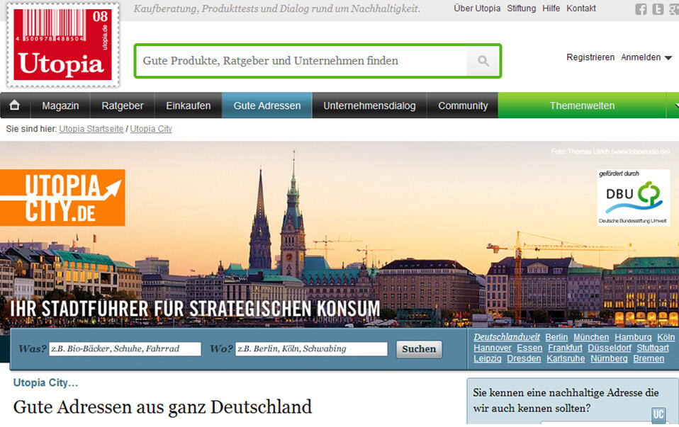 Startseite von www.utopiacity.de 