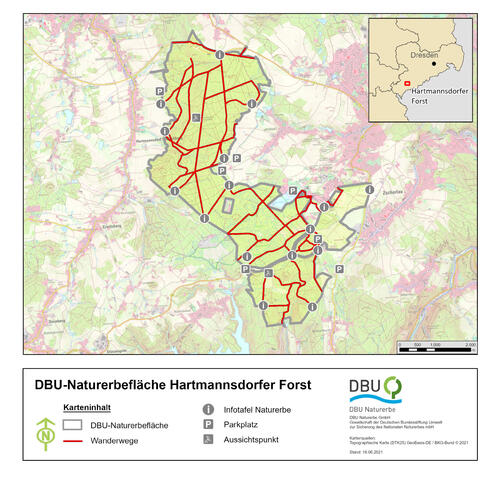 DBU-Naturerbefläche Hartmannsdorfer Forst Pressekarte © DBU Naturerbe