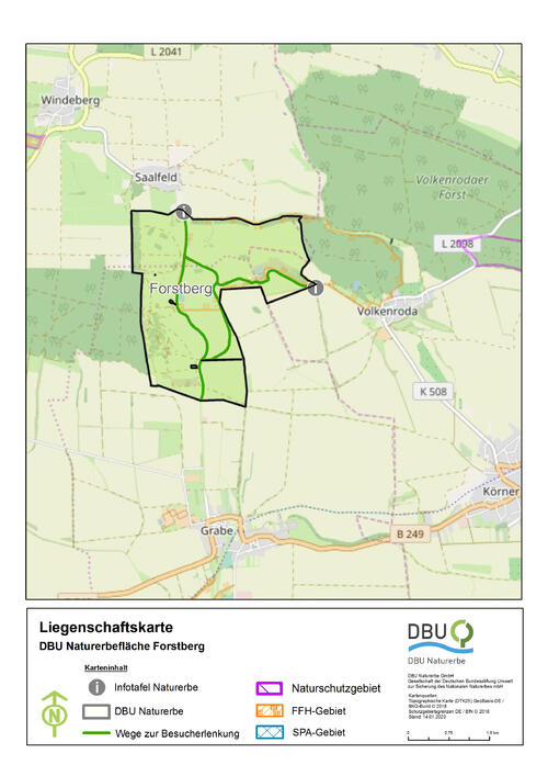 Liegenschaftskarte der DBU-Naturerbefläche Forstberg © DBU