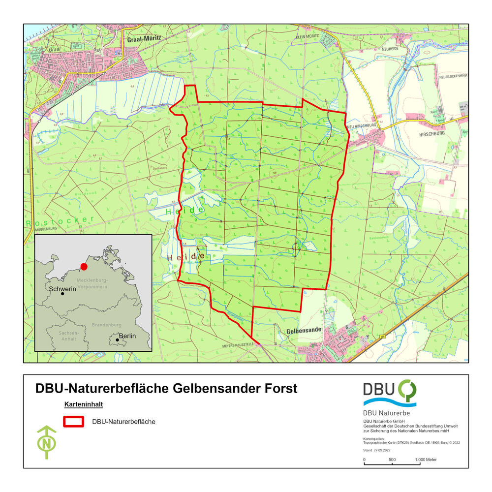 Karte DBU-Naturerbefläche Gelbensander Forst © DBU Naturerbe 