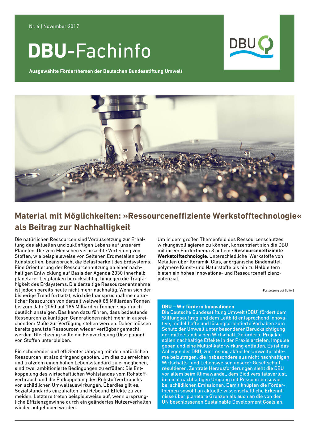 Cover DBU-Fachinfo Ressourceneffizienz 