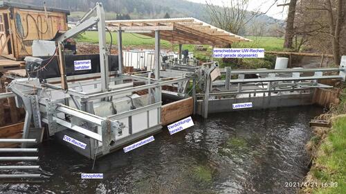 Versuchsfangkammer im Mühlgraben der Schmaleicher Mühle in Rauschenberg/Wohra © Ing.-Büro Hermann Henkel