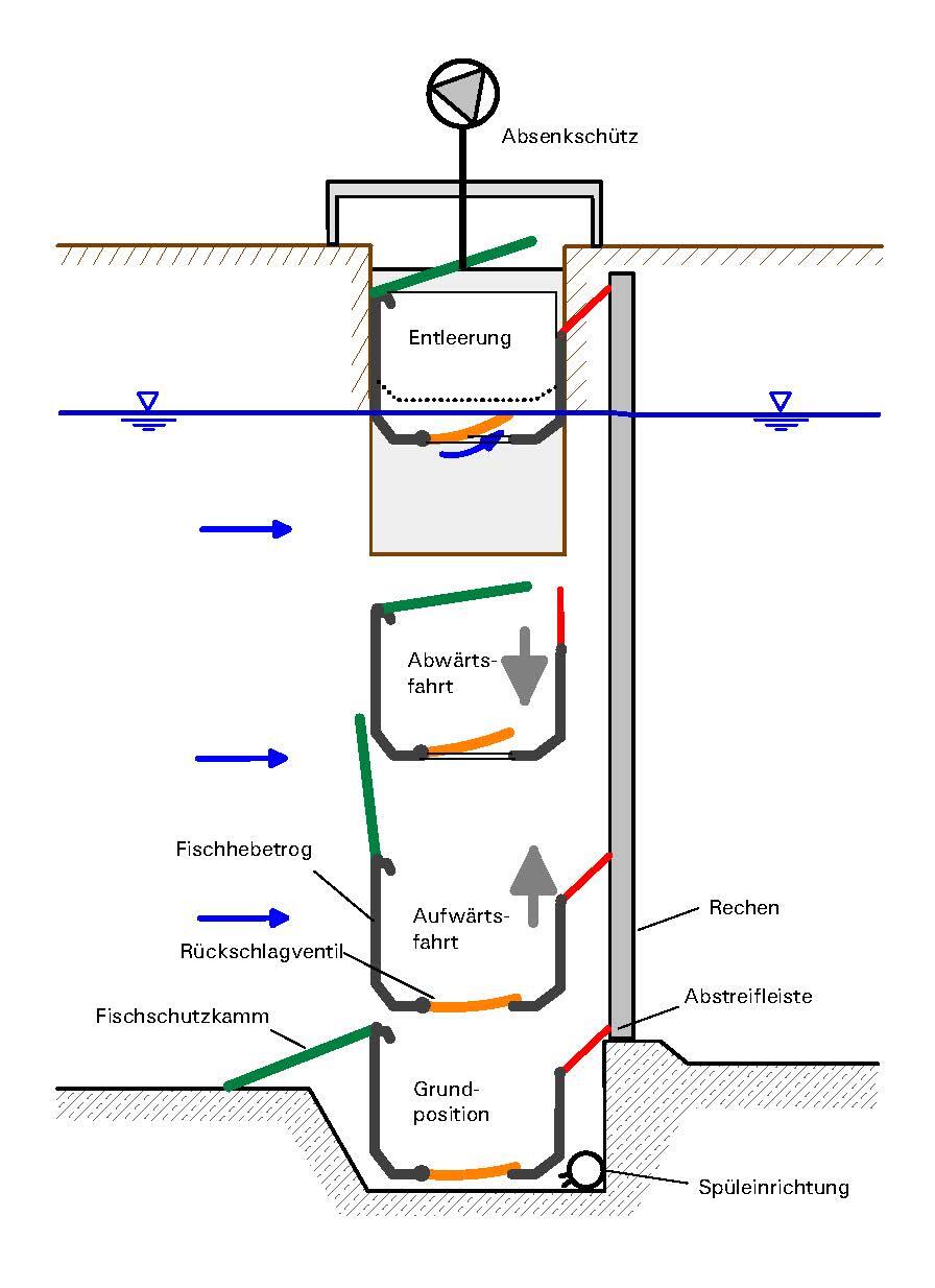 Funktionsskizze des Fischhebetrogs 