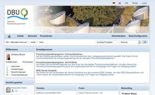 Aktuelle Startseite der Kommunikationsplattform 