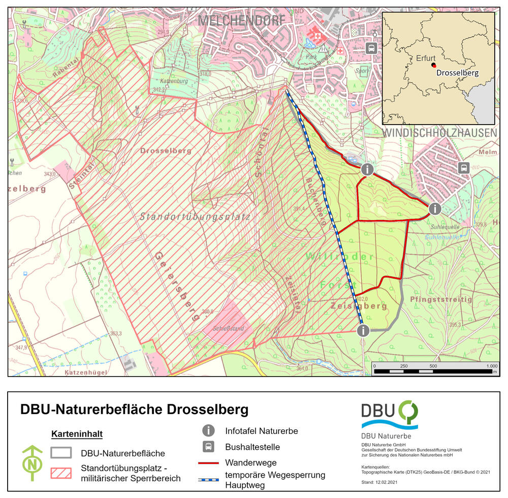 Karte DBU-Naturerbefläche Drosselberg © DBU Naturerbe