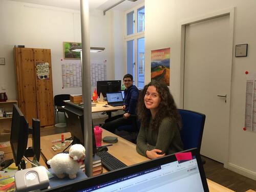 DBU-Stipendiatin Nataliya Dyman an ihrem Arbeitsplatz 