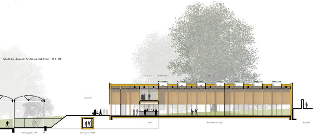 Längsschnitt (Situation Ausstellung, nach Osten) &copy; METARAUM