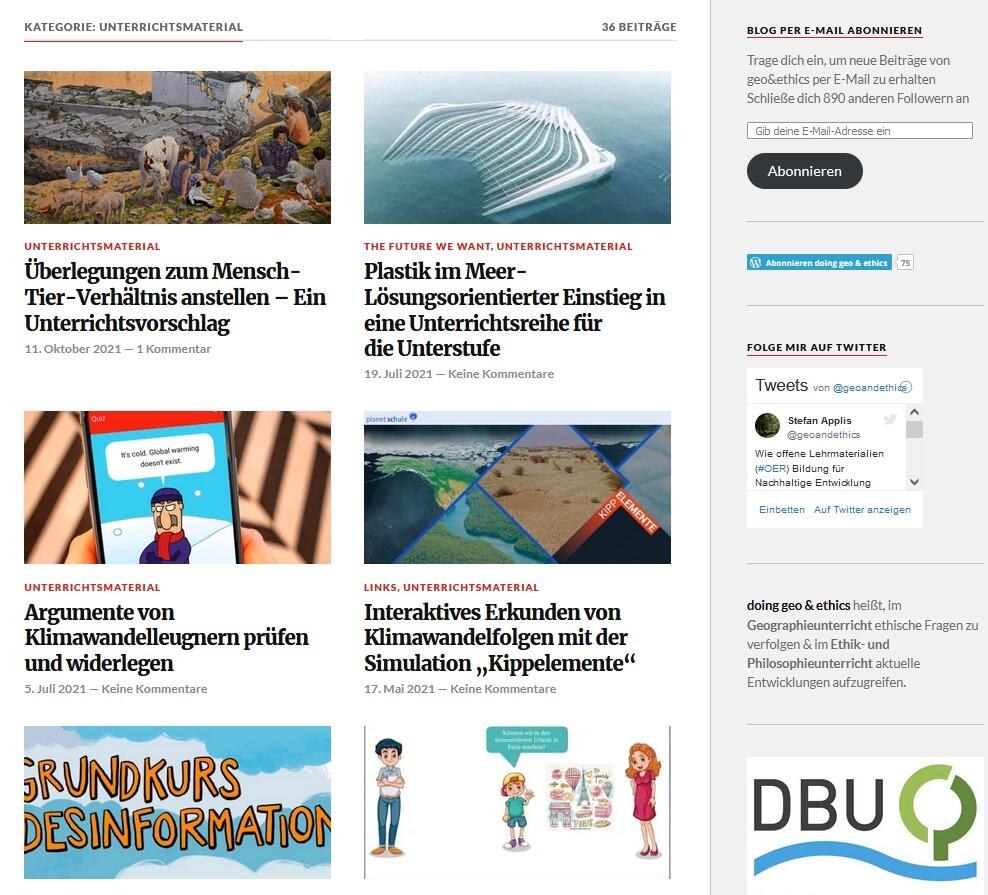 Auf der Webseite finden sich zahlreiche Materialien und Anregungen für den Unterricht.  