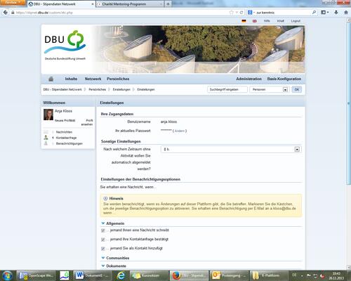 Einstellung automatischer Logout 