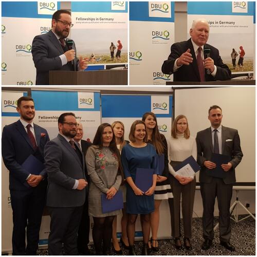 Urkundenvergabe mit dem Generalsekretär der DBU und dem Umweltpreispreisträger Professor Nowicki  © Deutsche Bundesstiftung Umwelt, Dr. Nicole Freyer-Wille