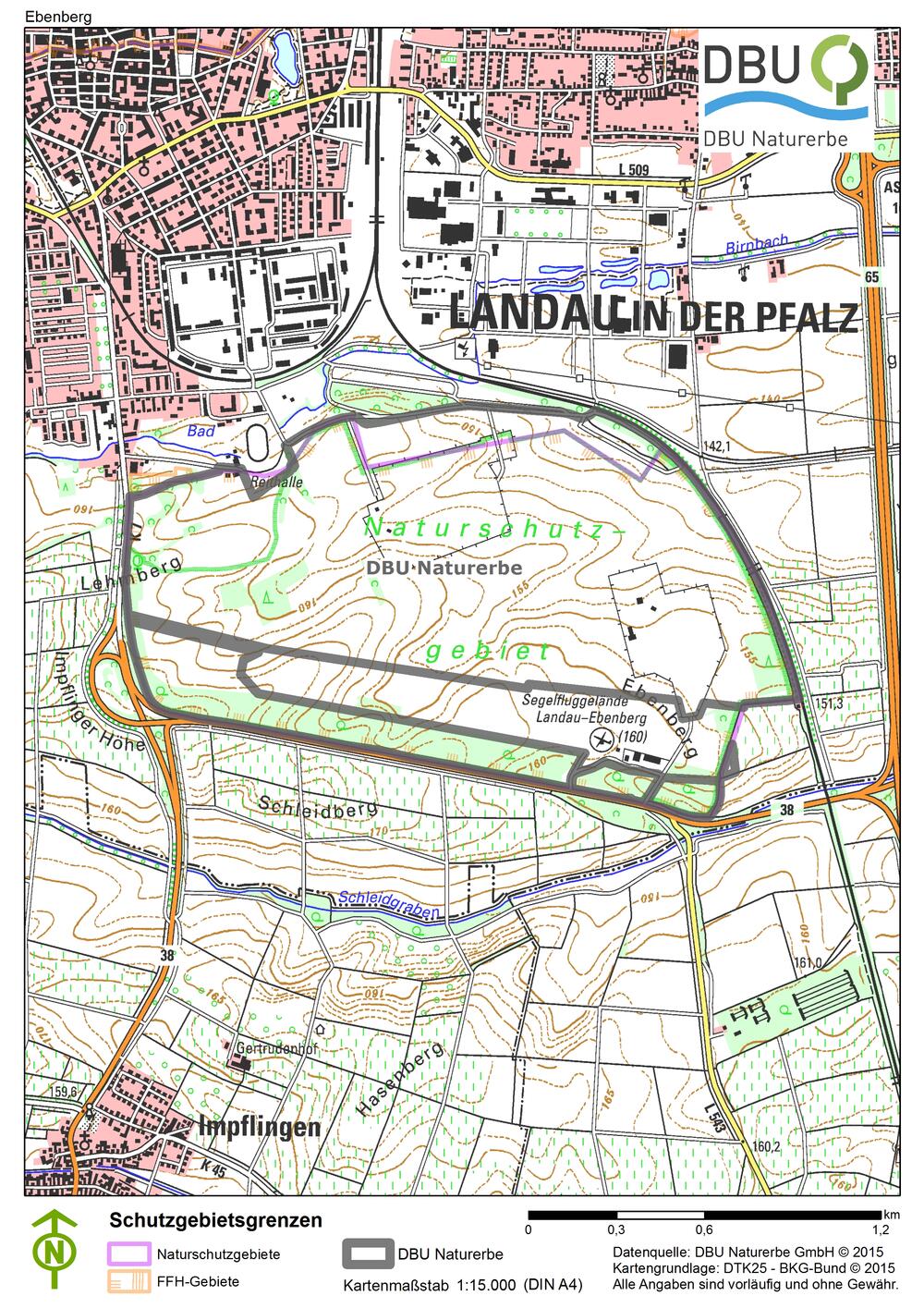 Karte der DBU-Naturerbefläche Ebenberg 