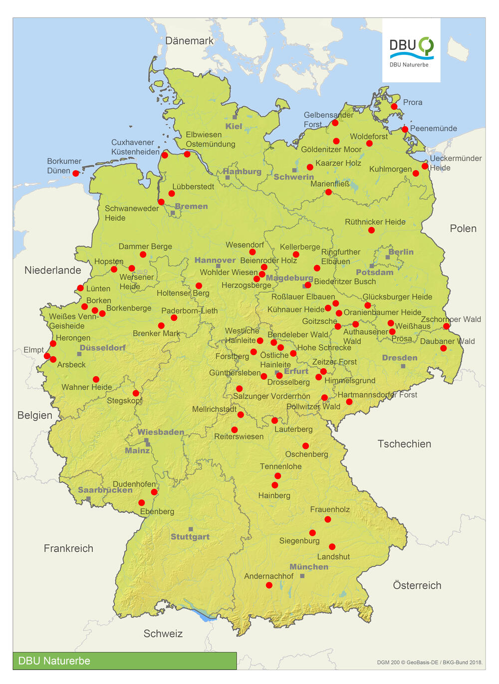 Karte Deutschland DBU Naturerbe GmbH © DBU Naturerbe GmbH