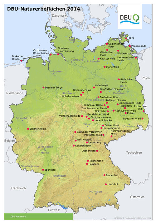 Karte mit DBU-Naturerbeflächen 