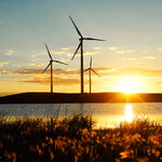 Sonnenuntergang hinter Windenergieanlagen © Imke Stuckmann