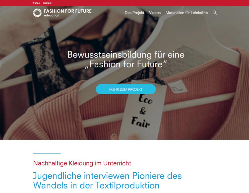 Die Website des Projekts: www.fashionforfuture-education.net © fashionforfuture-education.net