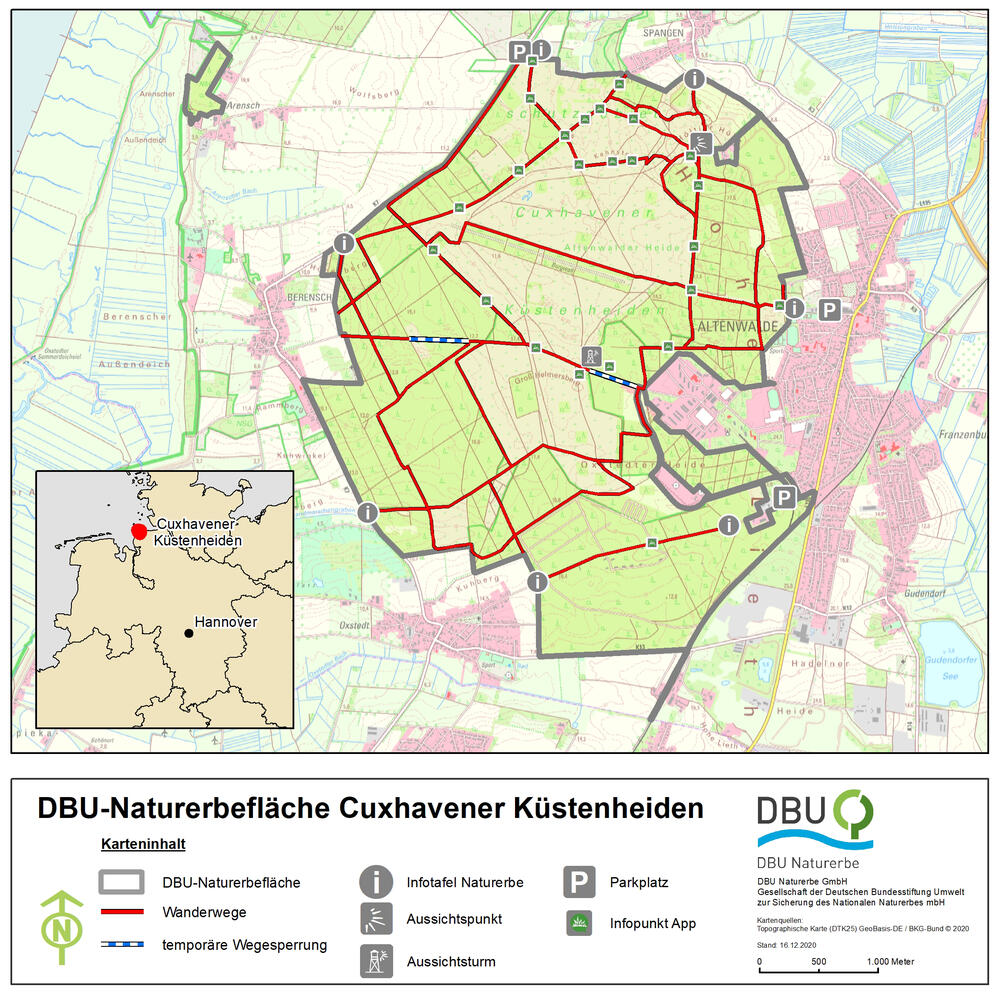 Karte DBU-Naturerbefläche Cuxhavener Küstenheiden © DBU Naturerbe