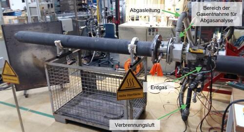 Prüfstand mit angeschlossenem Hybridstrahlrohr © VDEh-Betriebsforschungsinstitut GmbH / Kanthal GmbH / WS Wärmeprozesstechnik GmbH / thyssenkrupp Steel Europe AG