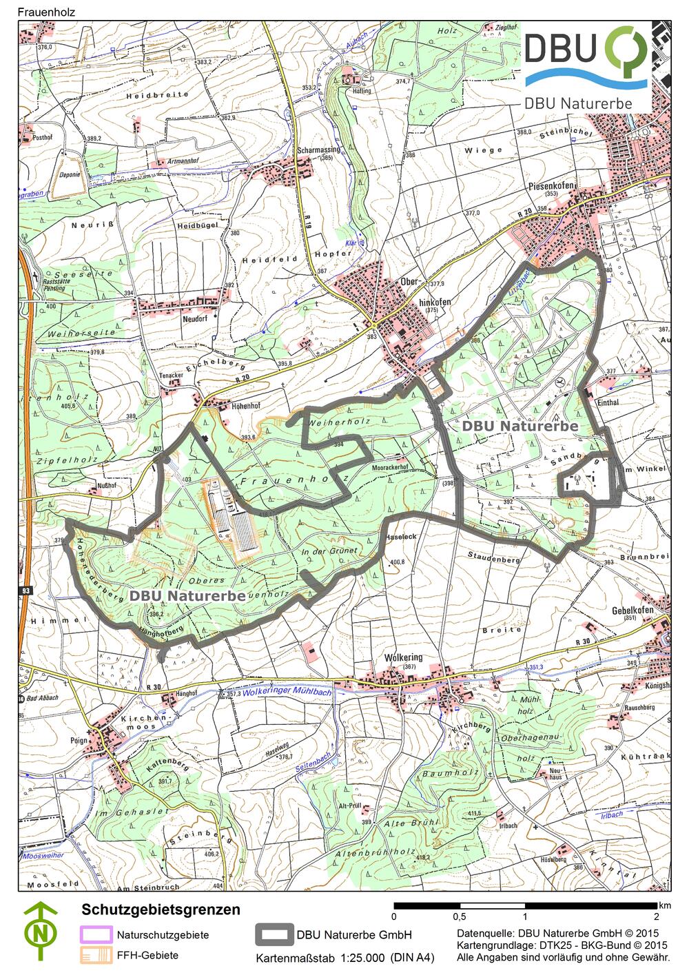 Karte der DBU-Naturerbefläche Fraunholz 