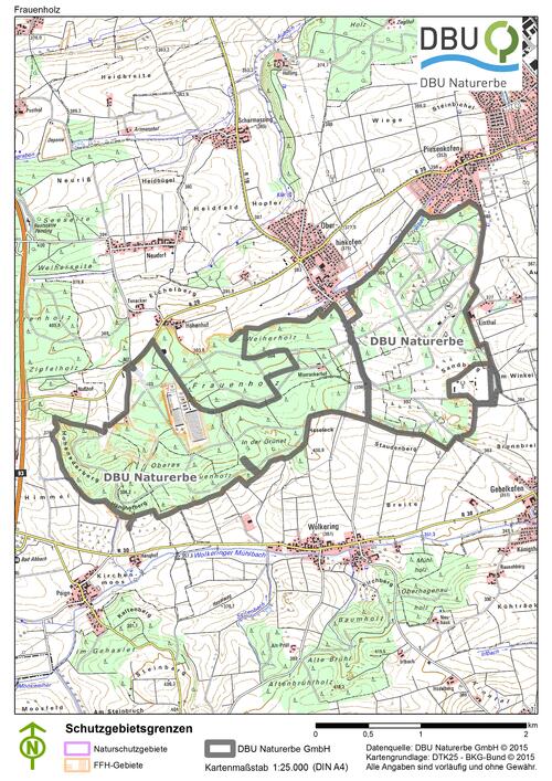 Karte der DBU-Naturerbefläche Fraunholz 