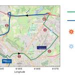 Ausgewählte Strecke in Aachen zur Demonstration der vorausschauenden Wärmemanagement-Strategie © VEMAC GmbH & Co. KG; RWTH Aachen, Lehrstuhl für Verbrennungskraftmaschinen