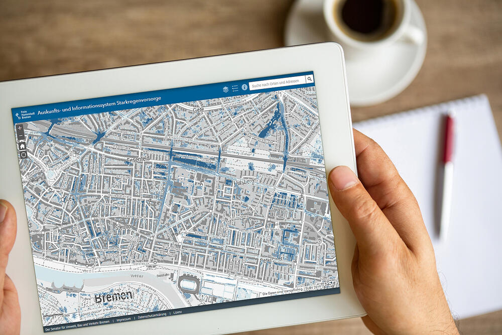 Welche Bereiche sind durch Starkregen gefährdet? Das AIS zeigt es. © Lucky Business