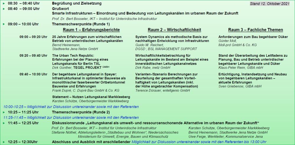 Programm (Stand: 12.10.2021) © entellgenio