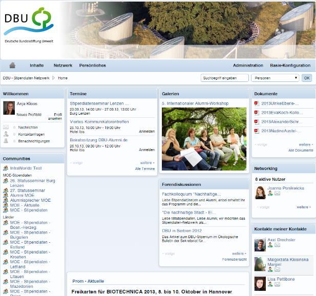 Startseite der Kommunikationsplattform 