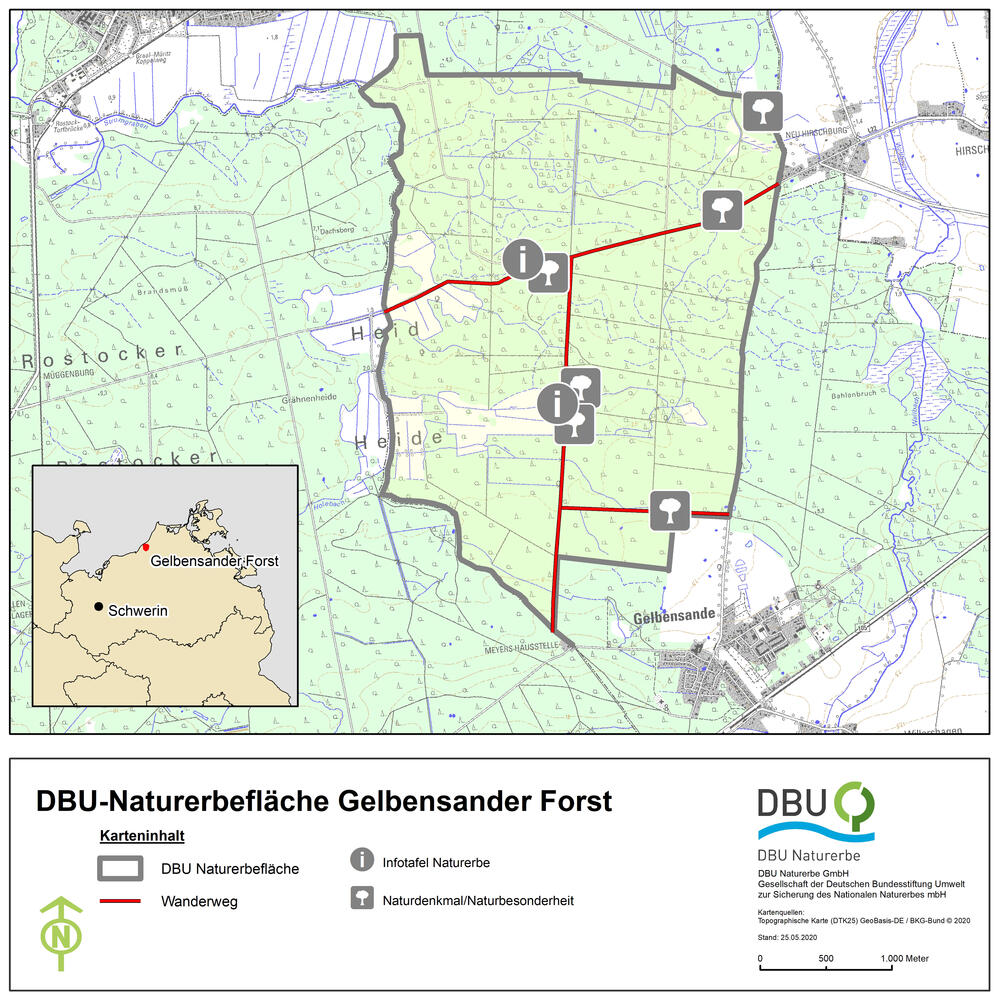 Karte zur DBU-Naturerbefläche Gelbensander Forst © DBU Naturerbe GmbH