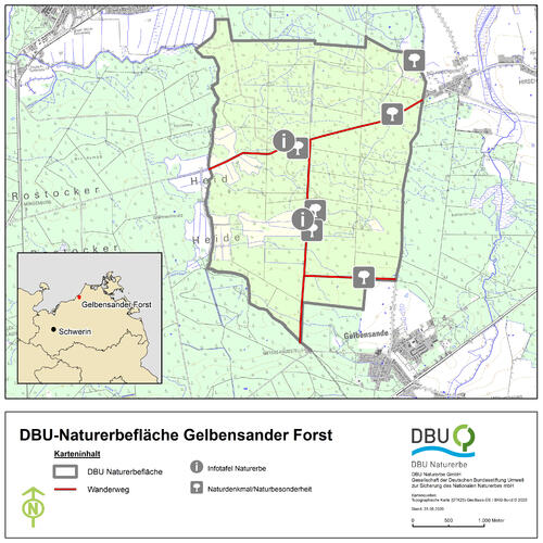 Karte zur DBU-Naturerbefläche Gelbensander Forst © DBU Naturerbe GmbH