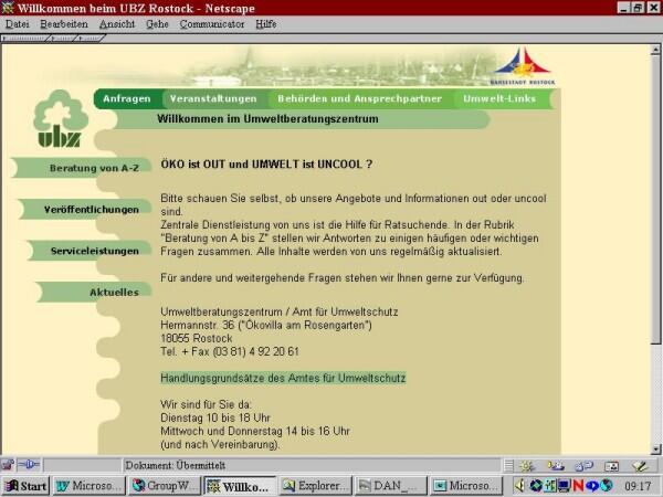 Homepage des Umweltberatungszentrums Rostock 