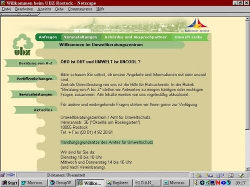 Homepage des Umweltberatungszentrums Rostock 