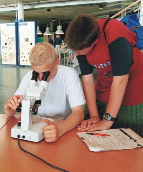 Jungen am Mikroskop 