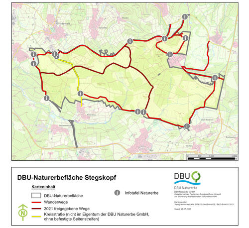 Wegekarte DBU-Naturerbefläche Stegskopf © DBU Naturerbe