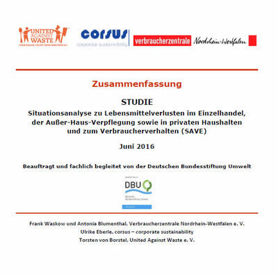 STUDIE Situationsanalyse zu Lebensmittelverlusten im Einzelhandel, der Außer-Haus-Verpflegung sowie in privaten Haushalten und zum Verbraucherverhalten (SAVE)